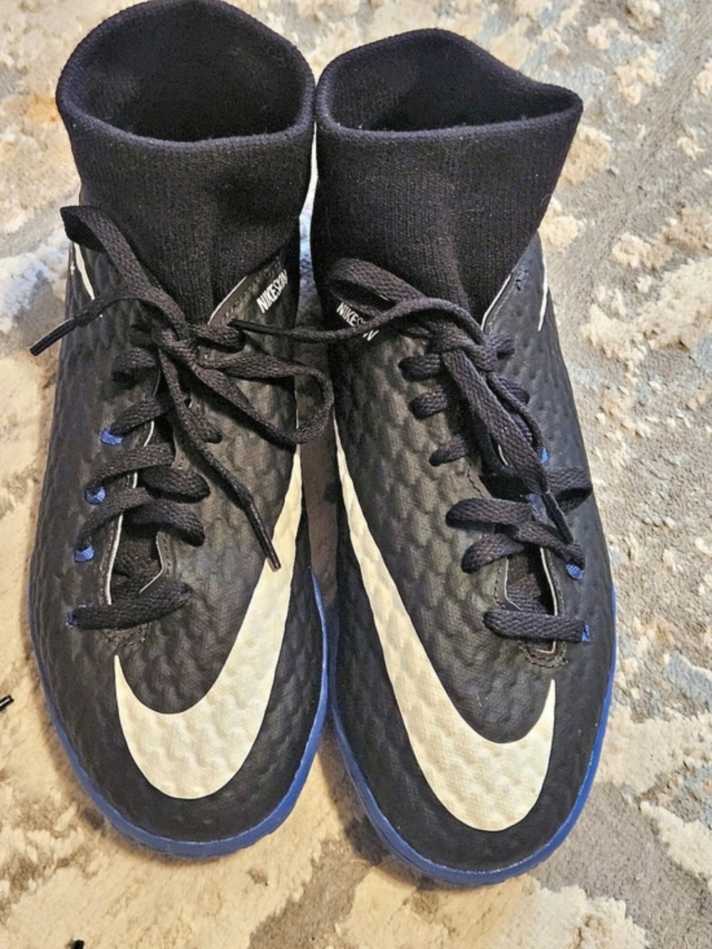 Nike HypervenomX Kids Soccer Cleats Black Blue US 5.5Y